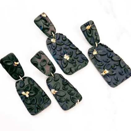 The Lindsay in Black Floral Earrings