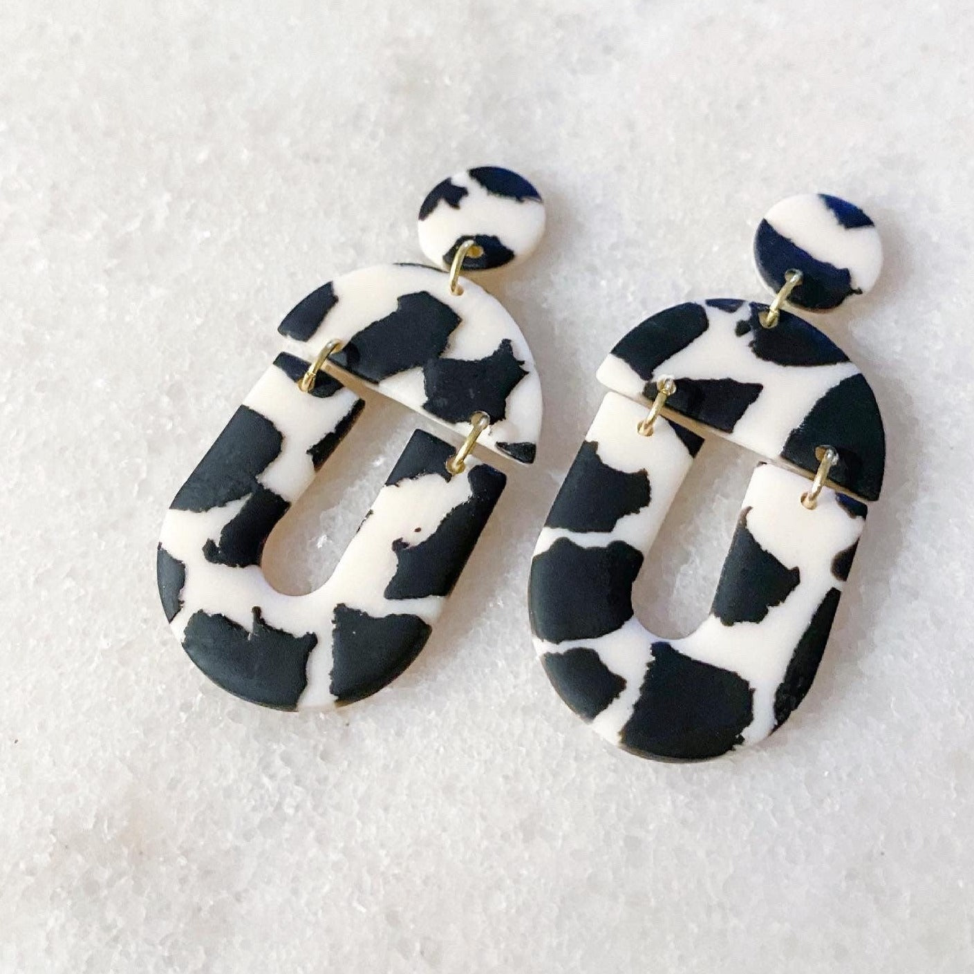 The Sarah in Cow Print Earrings