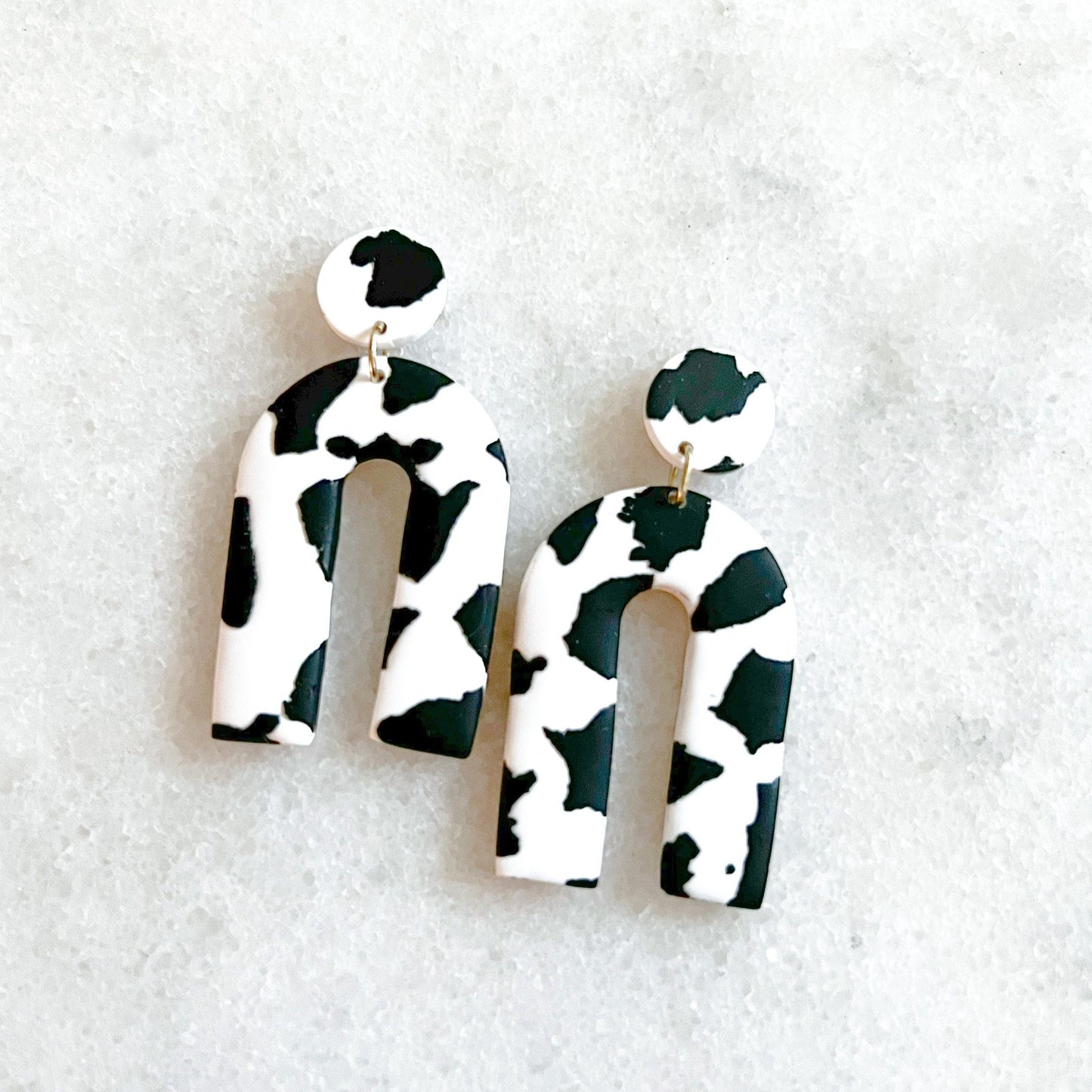 The Stella in Black Cow Earrings