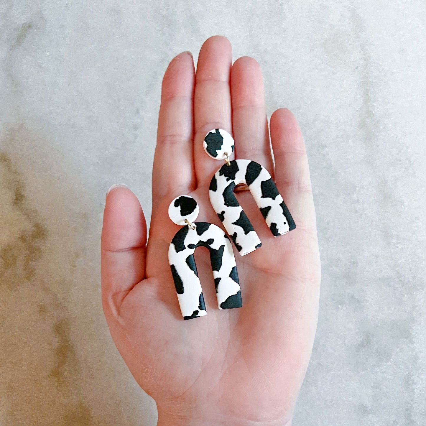 The Stella in Black Cow Earrings