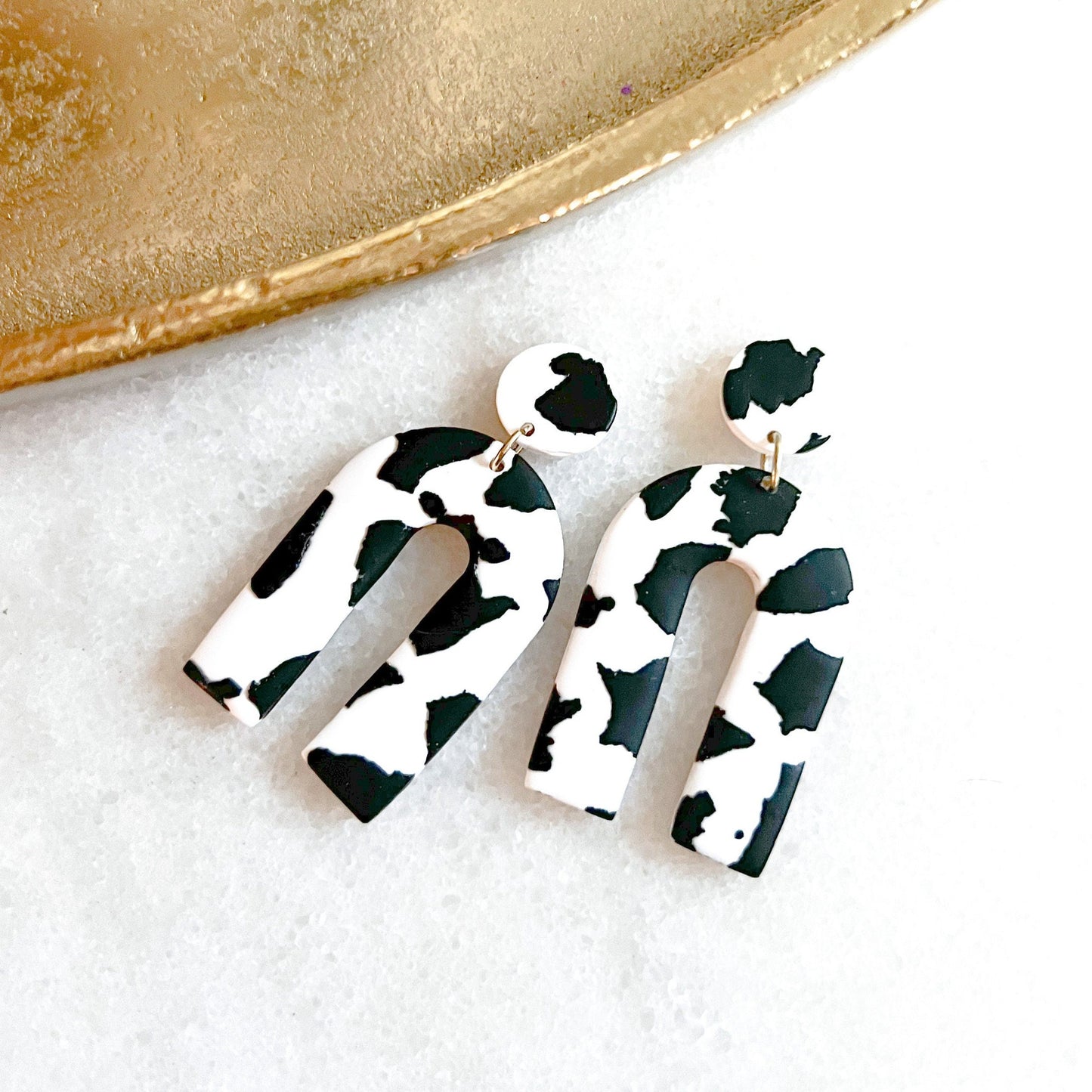 The Stella in Black Cow Earrings