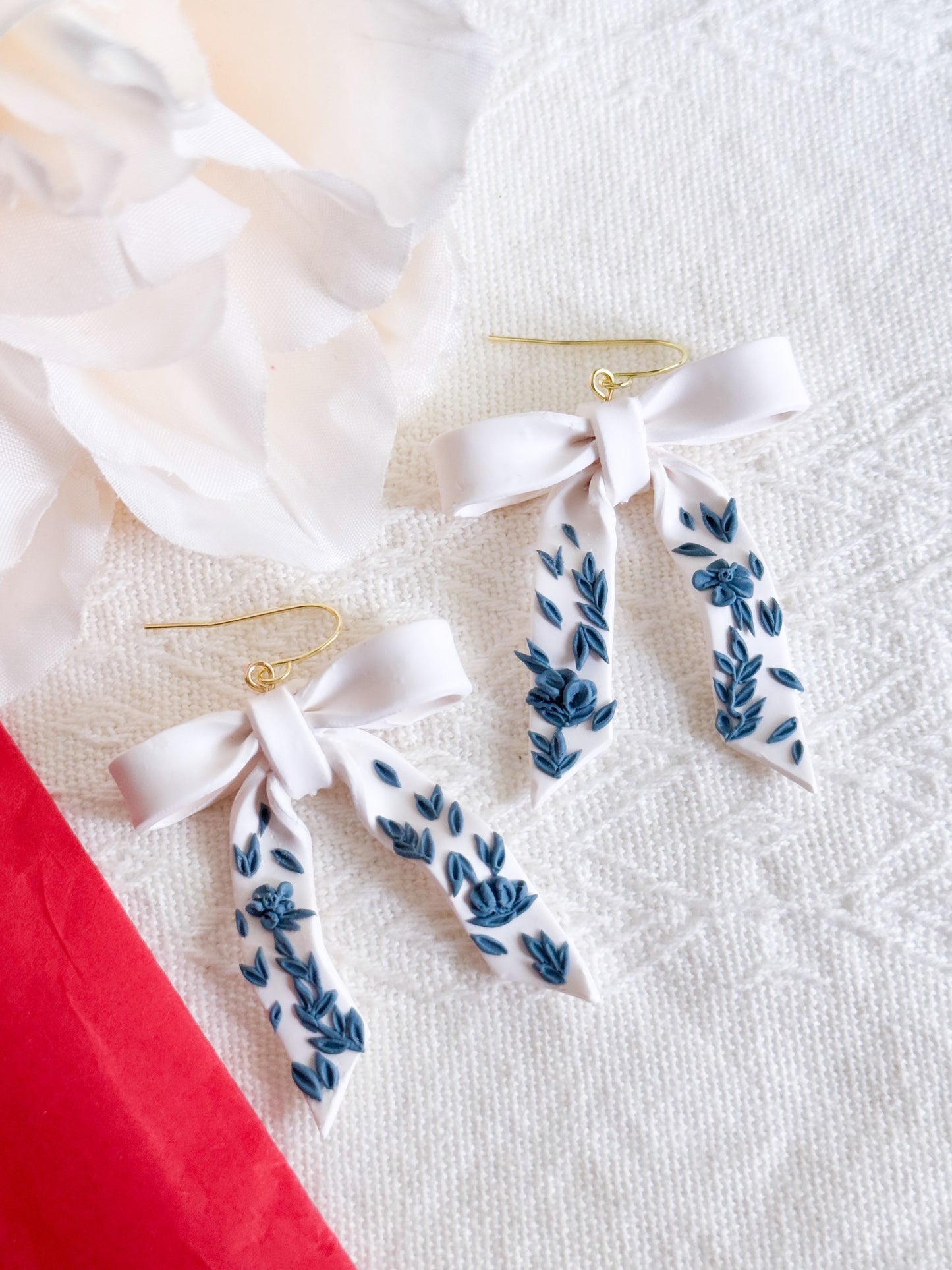 Blue & White Floral Bows